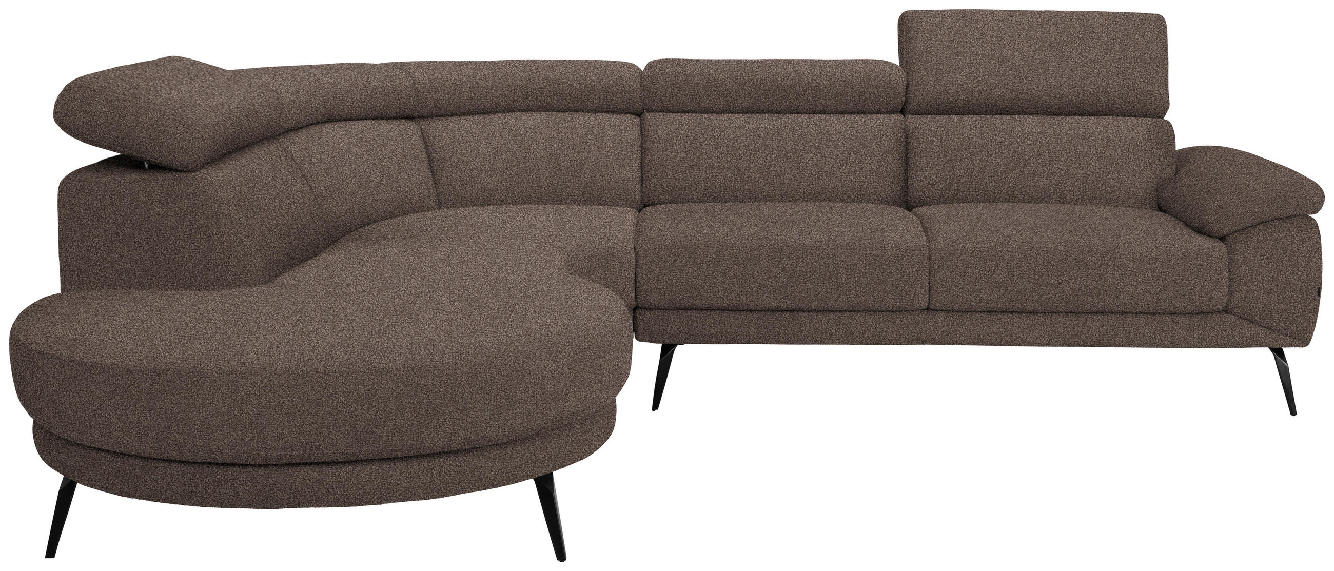 ECKSOFA Braun Velours  - Schwarz/Braun, Design, Textil/Metall (264/299cm) - Novel