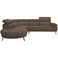 ECKSOFA Braun Velours  - Schwarz/Braun, Design, Textil/Metall (264/299cm) - Novel