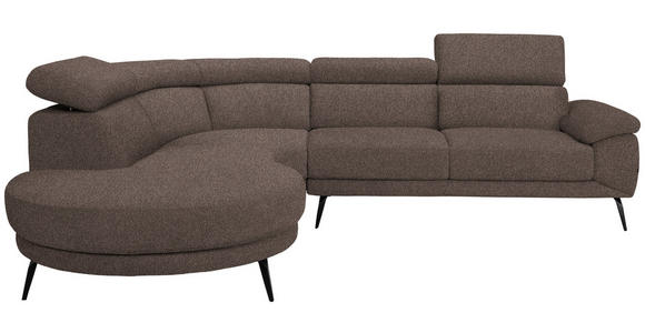 ECKSOFA in Velours Braun  - Schwarz/Braun, Design, Textil/Metall (264/299cm) - Novel