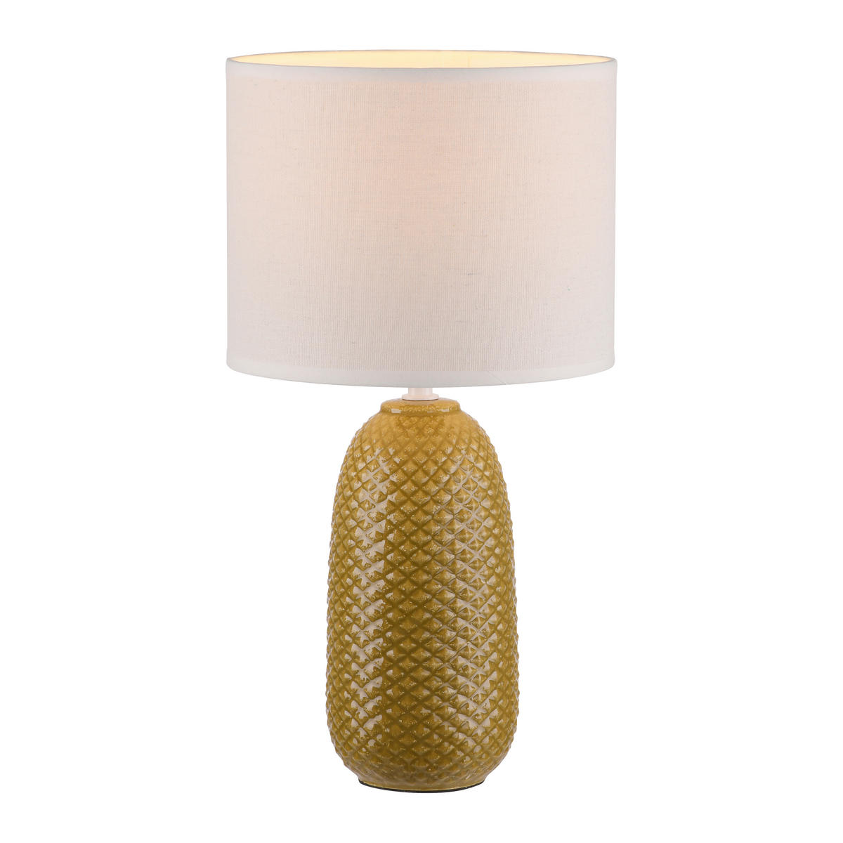 TISCHLEUCHTE PINE 20/20/38 cm  - Currygelb/Weiß, Design, Glas/Kunststoff (20/20/38cm)