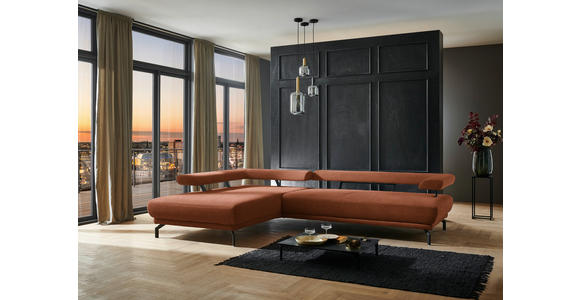 ECKSOFA in Chenille Rostfarben  224/305 cm  - Rostfarben/Schwarz, Design, Textil/Metall (224/305cm) - Dieter Knoll