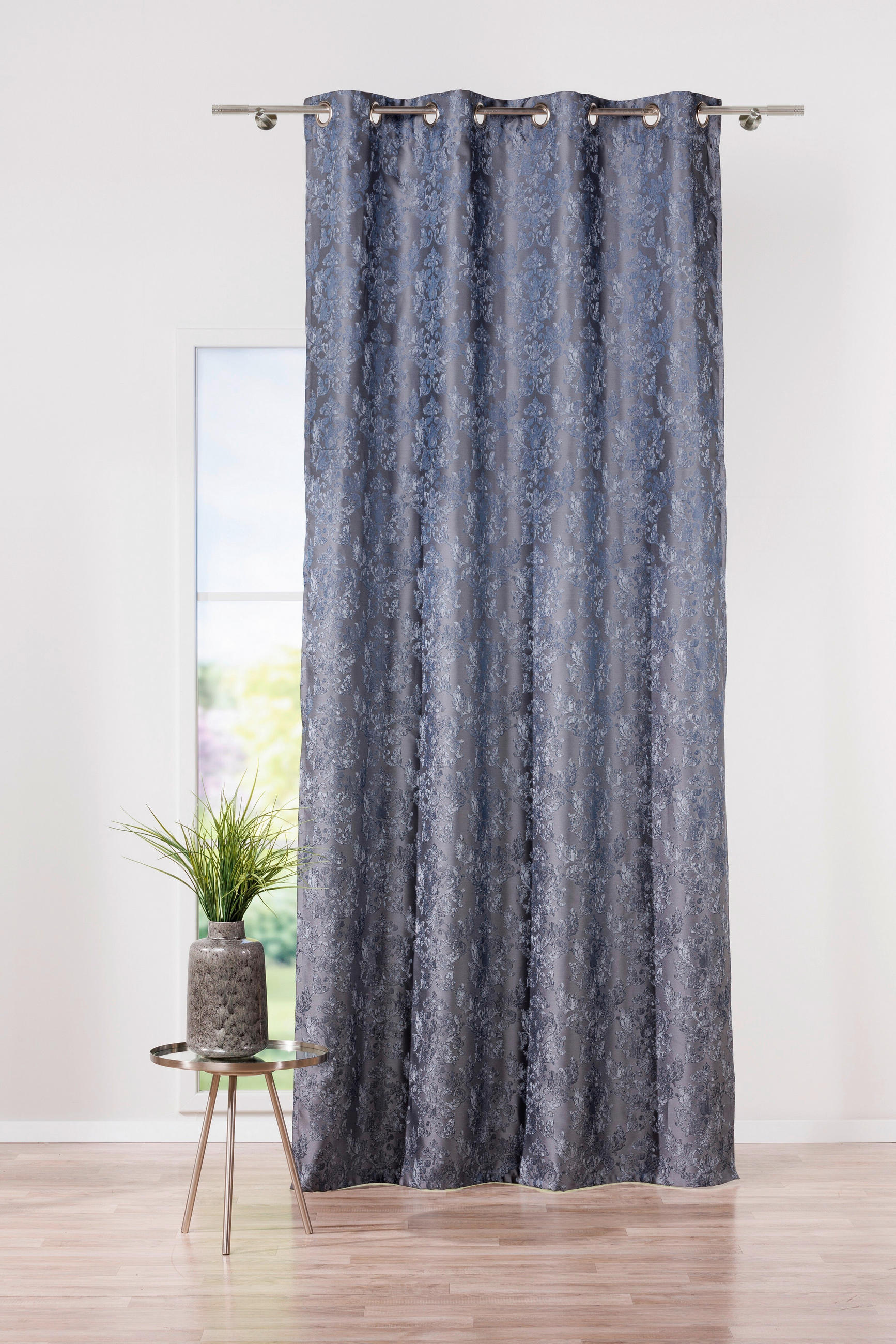 Draperie Opacă black-out (nu permite trecerea luminii)  - gri închis, Basics, textil (140/260cm)