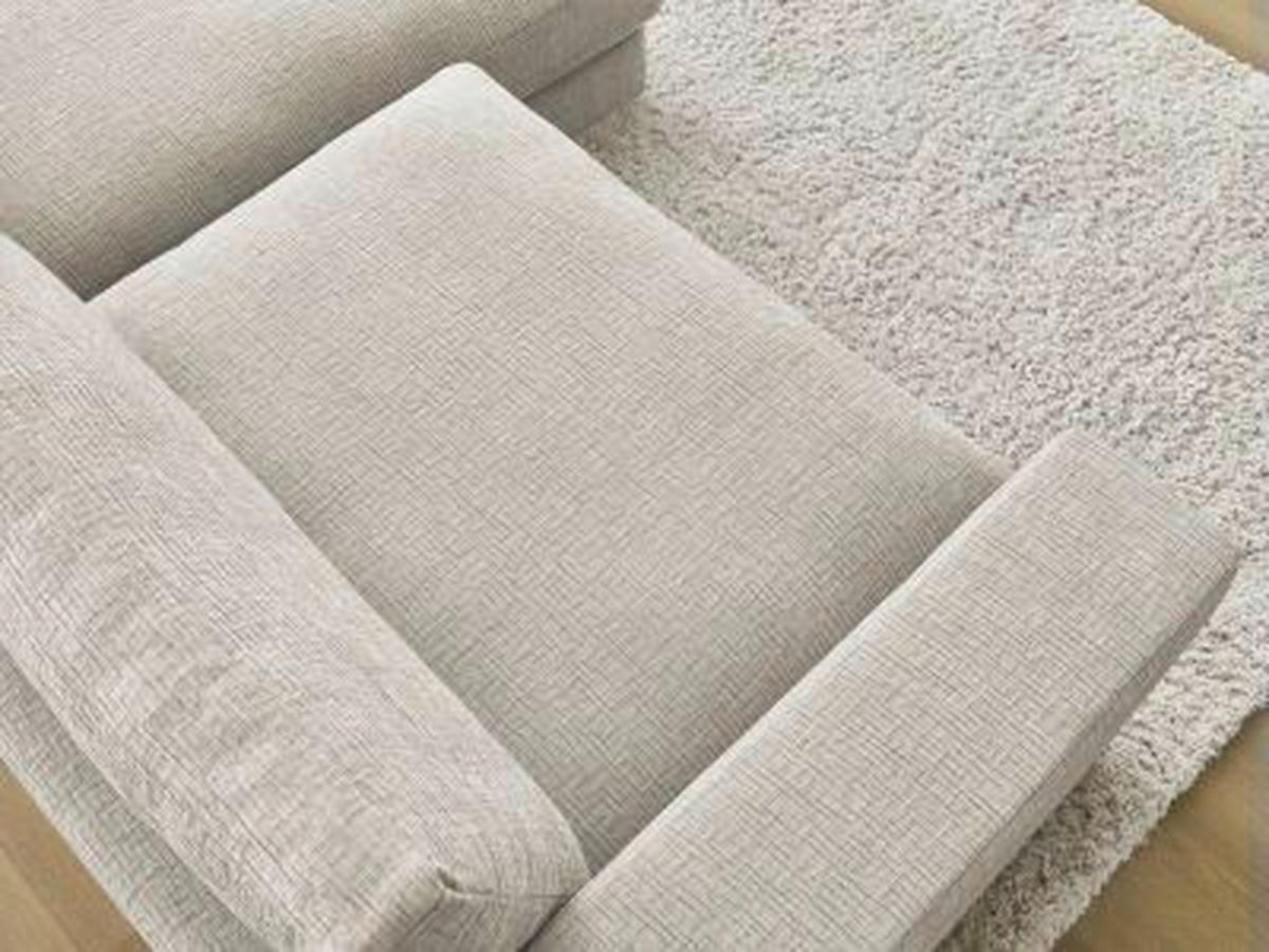 ECKSOFA Ottomane rechts  LEONARD Beige Struktur  - Beige/Schwarz, MODERN, Kunststoff/Textil (234/159cm)