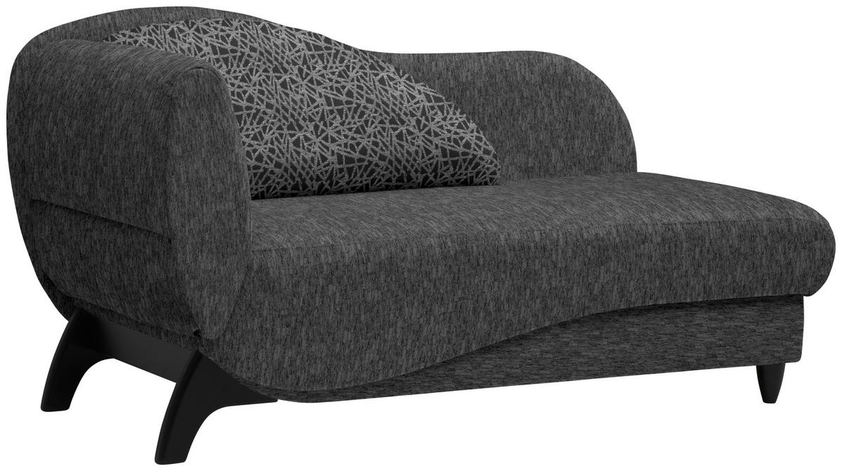 RÉCAMIERE in Webstoff Anthrazit  - Anthrazit/Schwarz, Modern, Holz/Textil (171-190/87/84cm) - Joka