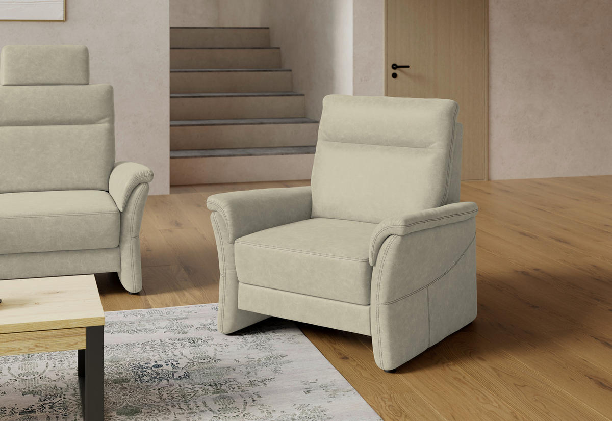 SESSEL Mikrofaser Hellgrau  - Hellgrau/Schwarz, Konventionell, Kunststoff/Textil (104/98/91cm) - Elegando