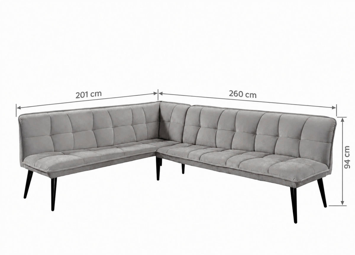 KLUPA KUTNA  sivo-smeđa  drvo, tekstil, drvni materijal      - sivo-smeđa/crna, Moderno, drvni materijal/drvo (260/201cm) - Livetastic