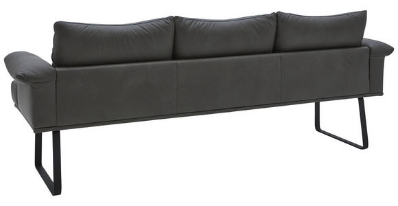 SITZBANK 239/86/69 cm  in Anthrazit, Schwarz  - Anthrazit/Schwarz, Design, Leder/Holz (239/86/69cm) - Dieter Knoll