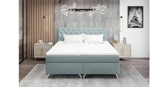 BOXSPRINGBETT 180/200 cm  in Hellgrau  - Chromfarben/Hellgrau, KONVENTIONELL, Textil/Metall (180/200cm) - Carryhome