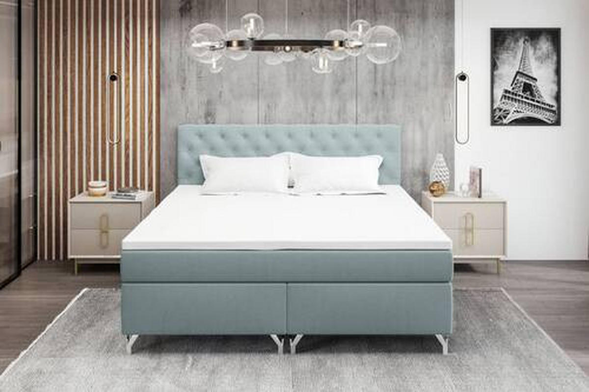 BOXSPRINGBETT 160/200 cm  in Hellgrau  - Chromfarben/Hellgrau, Konventionell, Textil/Metall (160/200cm) - Carryhome