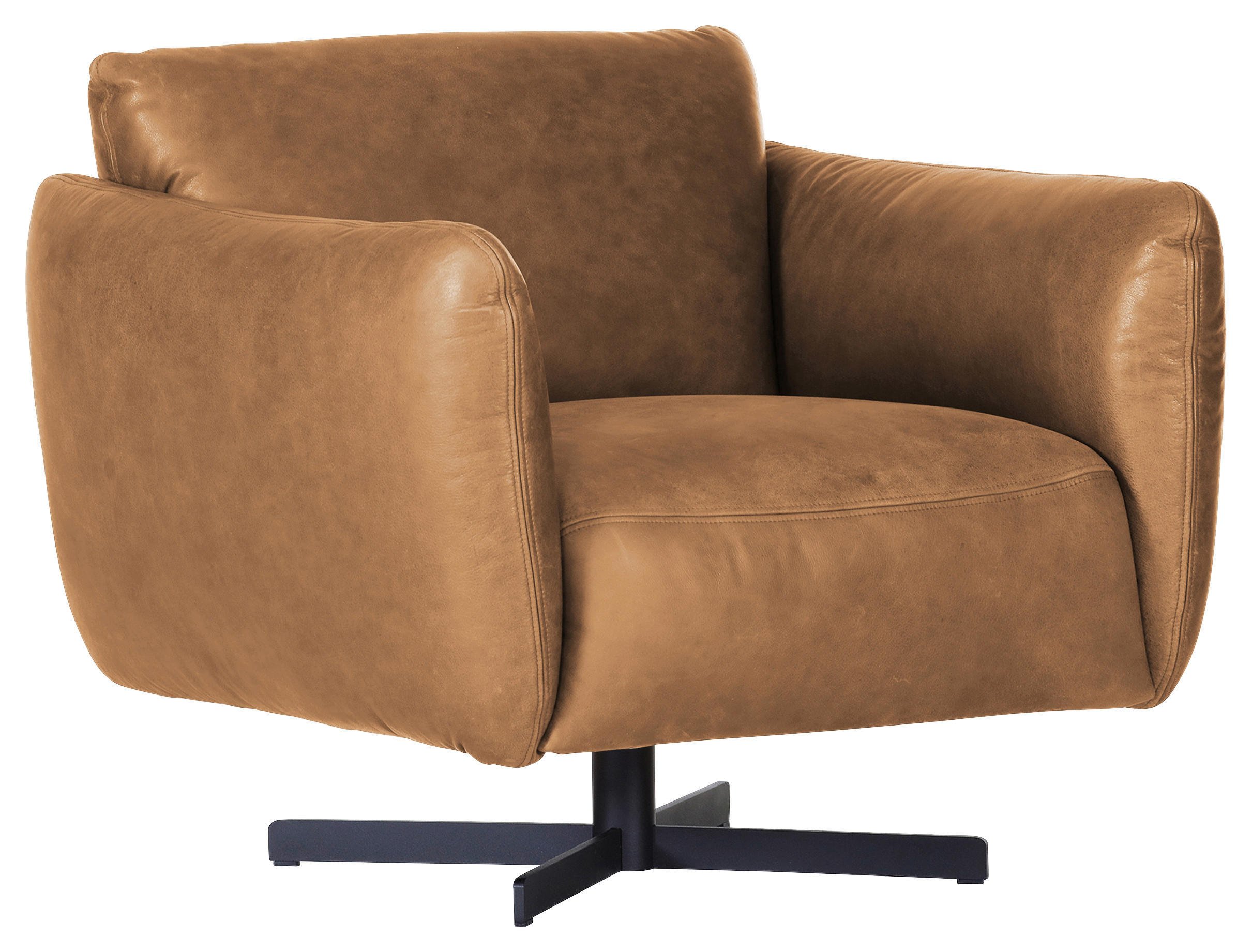 SESSEL in Mikrofaser Cognac  - Cognac/Schwarz, KONVENTIONELL, Textil/Metall (100/80/90cm) - Carryhome