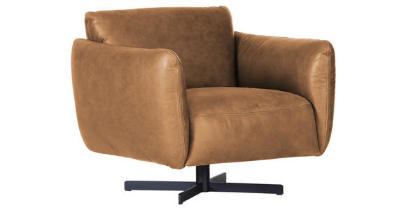 SESSEL in Mikrofaser Cognac  - Cognac/Schwarz, KONVENTIONELL, Textil/Metall (100/80/90cm) - Carryhome