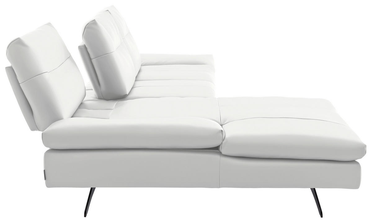ECKSOFA in Echtleder Weiss  - Weiss/Schwarz, Modern, Leder/Metall (158/342cm) - Chilliano