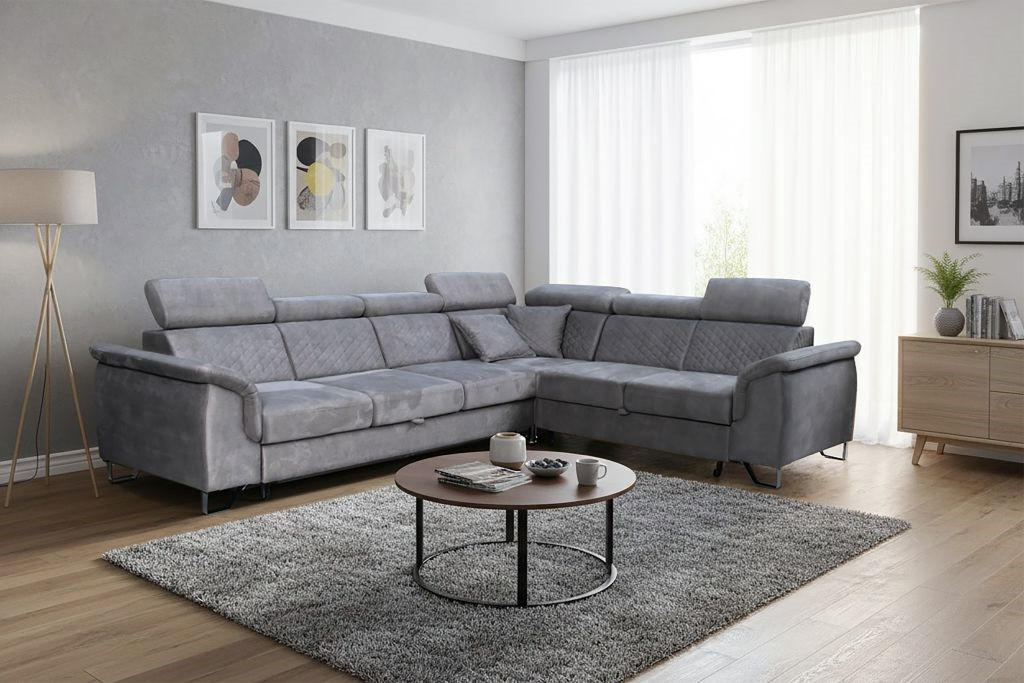 SJEDEĆA GARNITURA drvo  tamno siva   - tamno siva, Moderno, drvo (305/95/250cm) - Ti'me