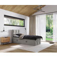 BOXBETT 90/200 cm,  in Hellgrau, gepolstertes Kopfteil, Bettkasten, Topper, H3 = fest  - Hellgrau/Schwarz, Design, Holzwerkstoff/Kunststoff (90/200cm) - Xora