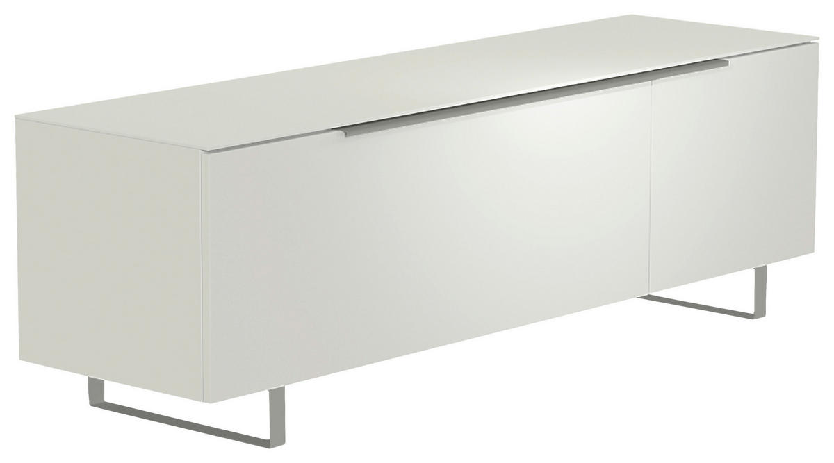 LOWBOARD  in 160/51/45 cm  - Alufarben/Weiß, Design, Glas/Holzwerkstoff (160/51/45cm) - Moderano