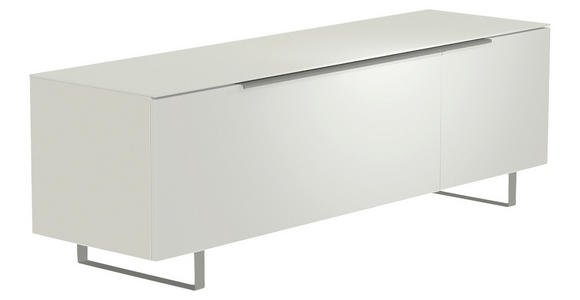 LOWBOARD Weiß, Alufarben  160/51/45 cm  - Alufarben/Weiß, Design, Glas/Holzwerkstoff (160/51/45cm) - Moderano