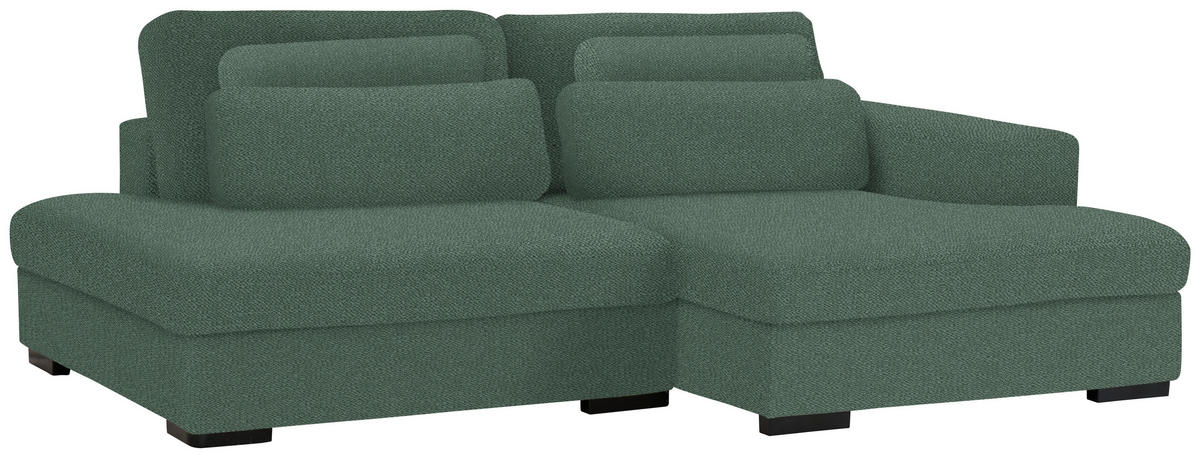 ECKSOFA in Chenille Grün  - Schwarz/Grün, Design, Kunststoff/Textil (223/158cm) - Lomoco