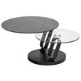COUCHTISCH Klarglas rund Silberfarben, Titanfarben  - Silberfarben/Titanfarben, Design, Glas/Keramik (75-130/75/42cm) - Dieter Knoll
