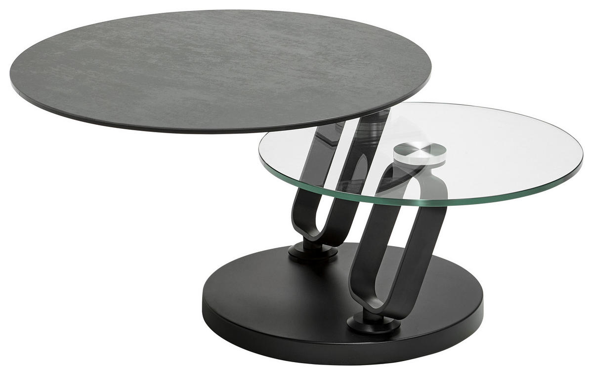 COUCHTISCH in Metall, Glas, Keramik 75-130/75/42 cm  - Silberfarben/Titanfarben, Design, Glas/Keramik (75-130/75/42cm) - Dieter Knoll
