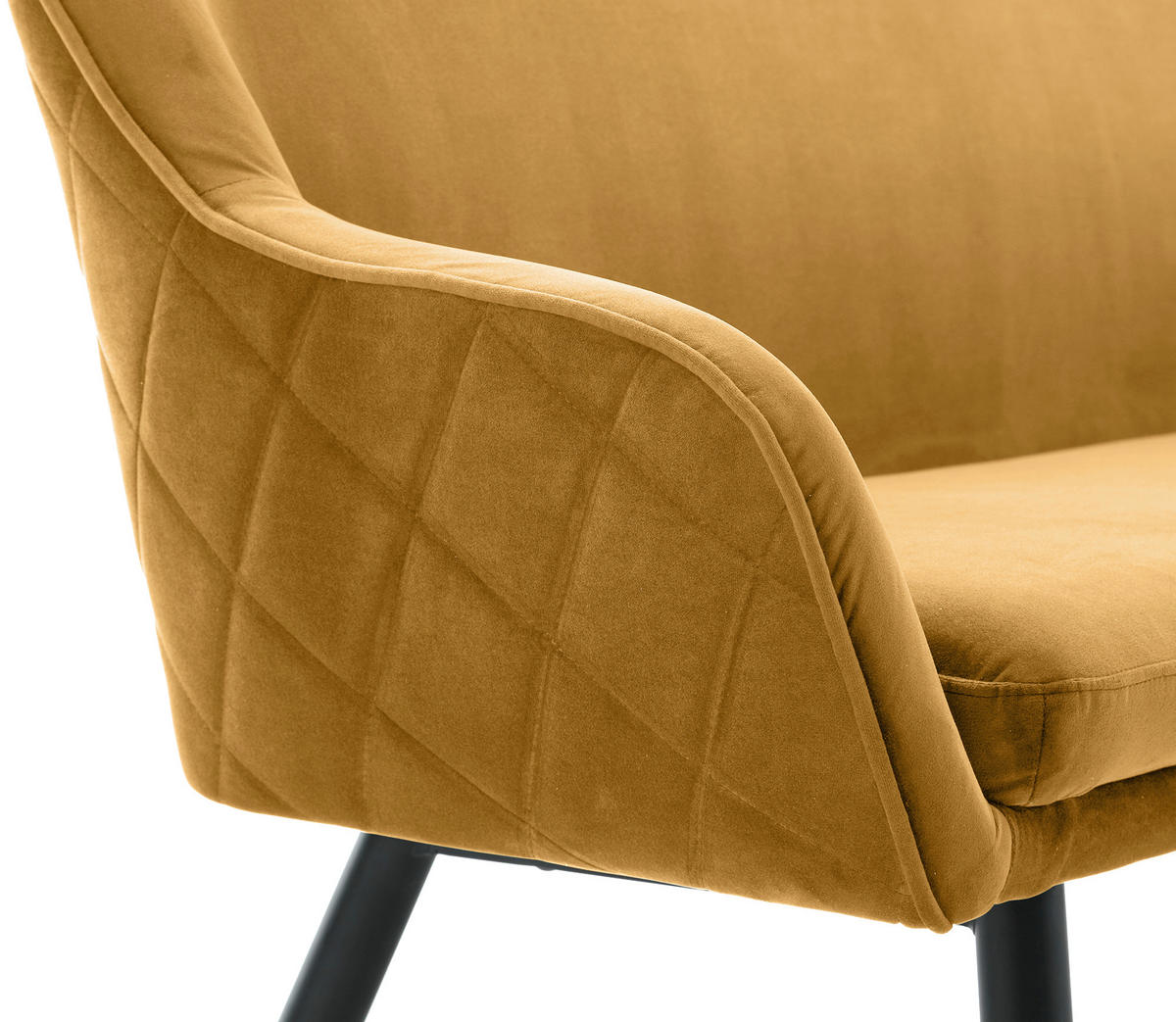 SITZBANK 160/85/61 cm Samt Senfgelb Metall  - Senfgelb/Schwarz, MODERN, Textil/Metall (160/85/61cm) - Livetastic