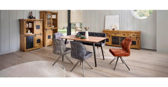 SITZBANK 157/85/59 cm  in Anthrazit, Schwarz  - Anthrazit/Schwarz, Design, Textil/Metall (157/85/59cm) - Carryhome