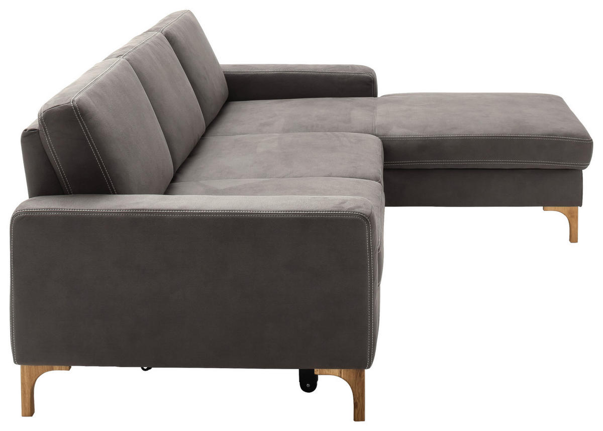 ECKSOFA in Mikrofaser Anthrazit  - Anthrazit/Beige, Design, Holz/Textil (185/276cm) - Pure Home Lifestyle