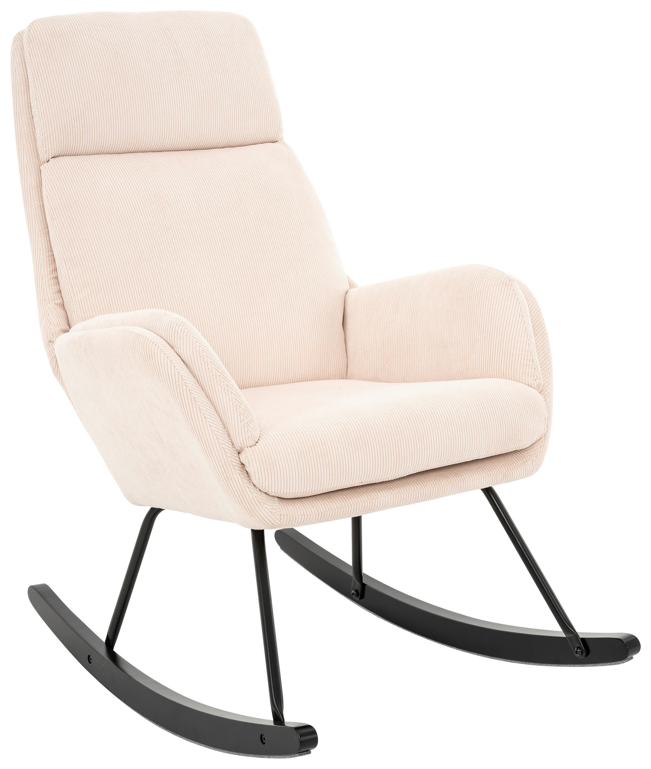 SCHAUKELSESSEL in Cord Creme, Schwarz  - Creme/Schwarz, Design, Holz/Textil (70/105/87cm) - Livetastic