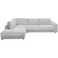 ECKSOFA in Feincord Hellgrau  - Hellgrau/Schwarz, Design, Kunststoff/Textil (224/325cm) - Hom`in