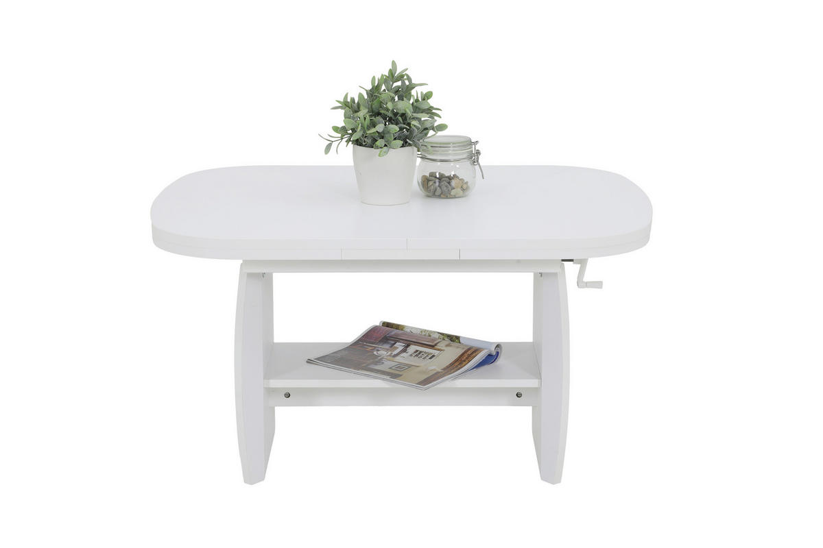 COUCHTISCH 68/90-142/52-62 cm oval Weiß  - Weiß, Design, Holzwerkstoff (68/90-142/52-62cm) - Livetastic