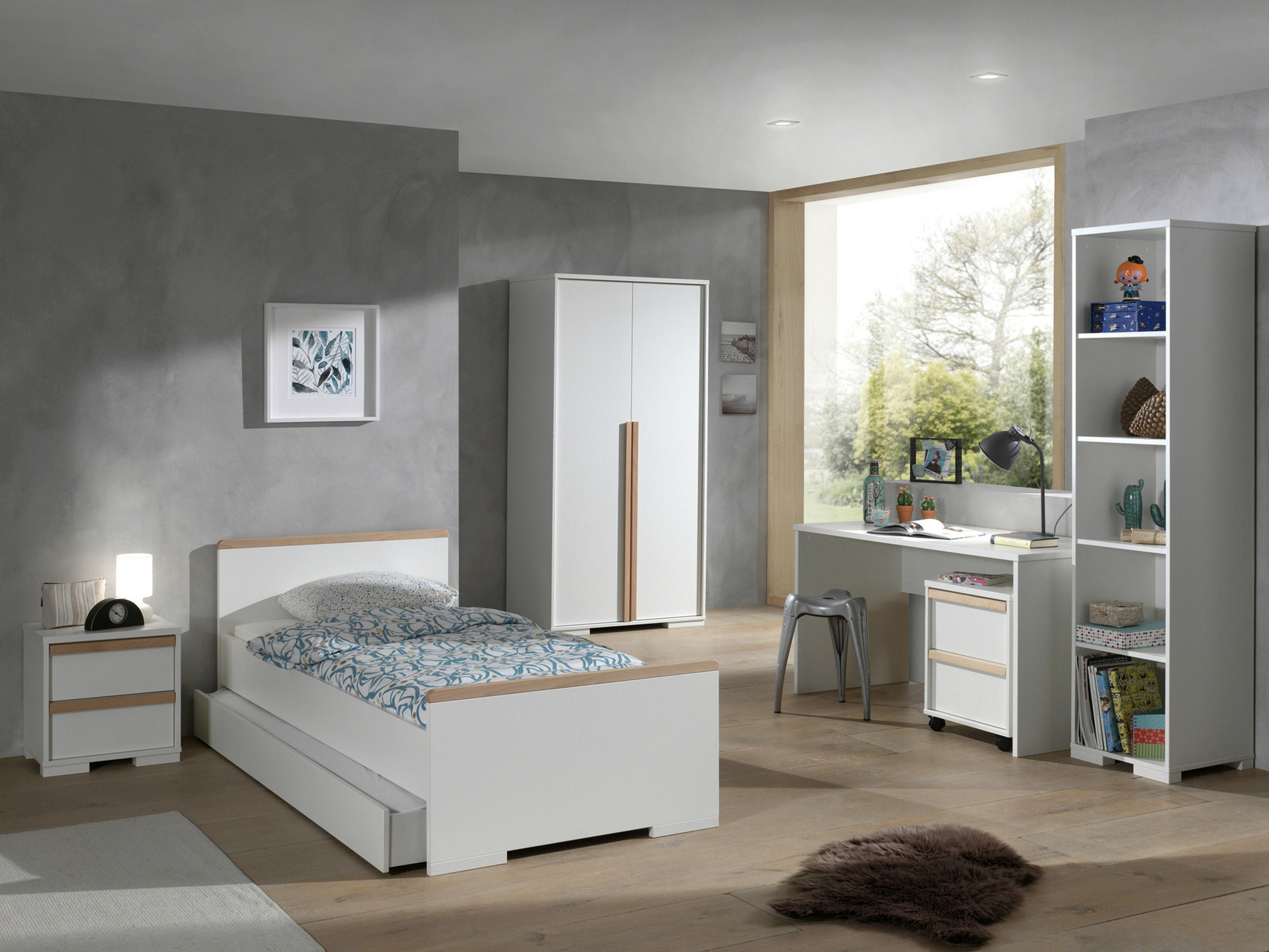 DREHTÜRENSCHRANK 2-türig Weiß - Buchefarben/Weiß, MODERN, Holz/Holzwerkstoff (98,5/195,2/56cm) - MID.YOU
