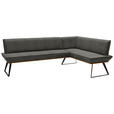 ECKBANK 223/163 cm Lederlook Grau, Schwarz, Eichefarben Eiche massiv Metall   - Eichefarben/Schwarz, Design, Holz/Textil (223/163cm) - Voleo