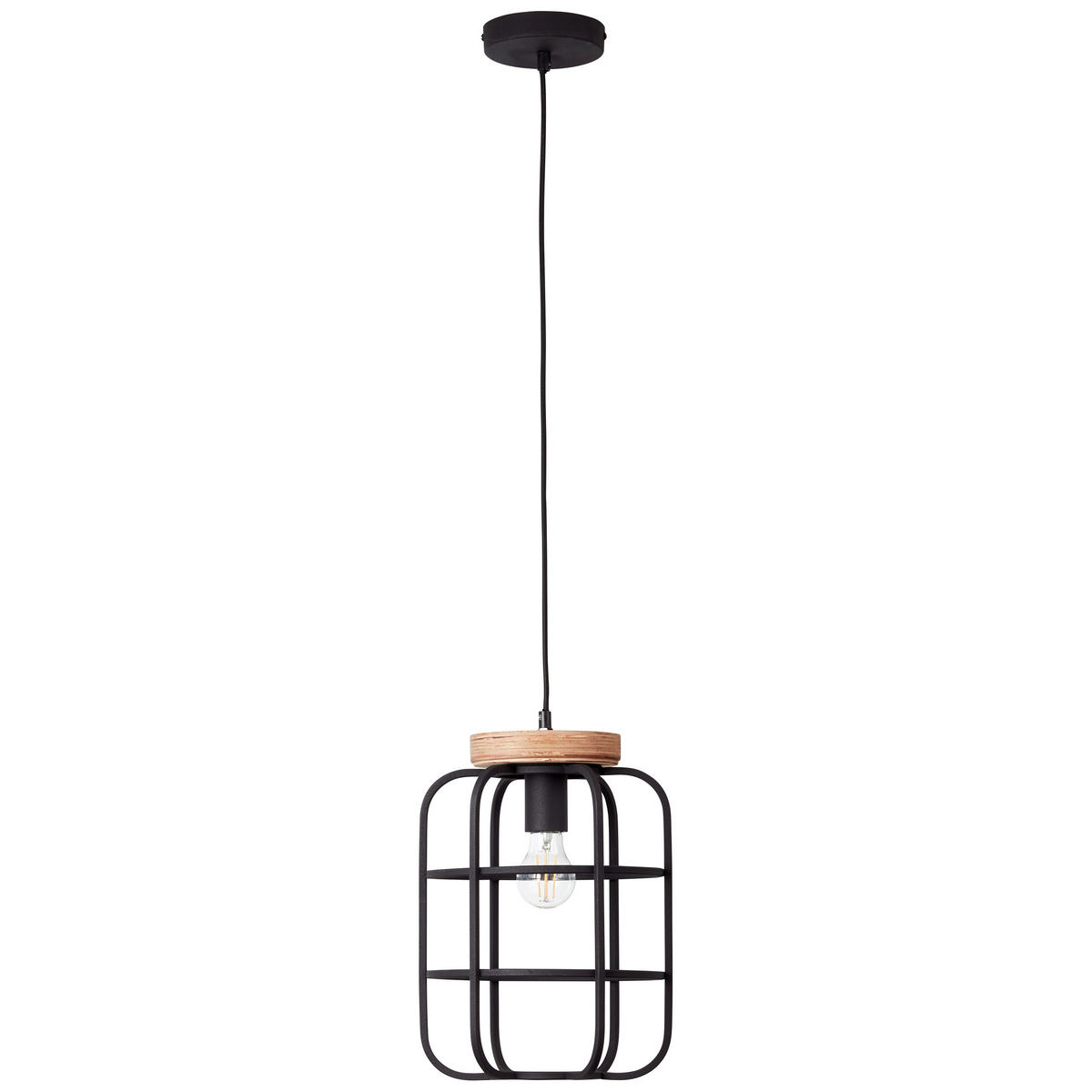 HÄNGELEUCHTE 25/147 cm    - Schwarz/Braun, Design, Holz/Metall (25/147cm) - Brilliant