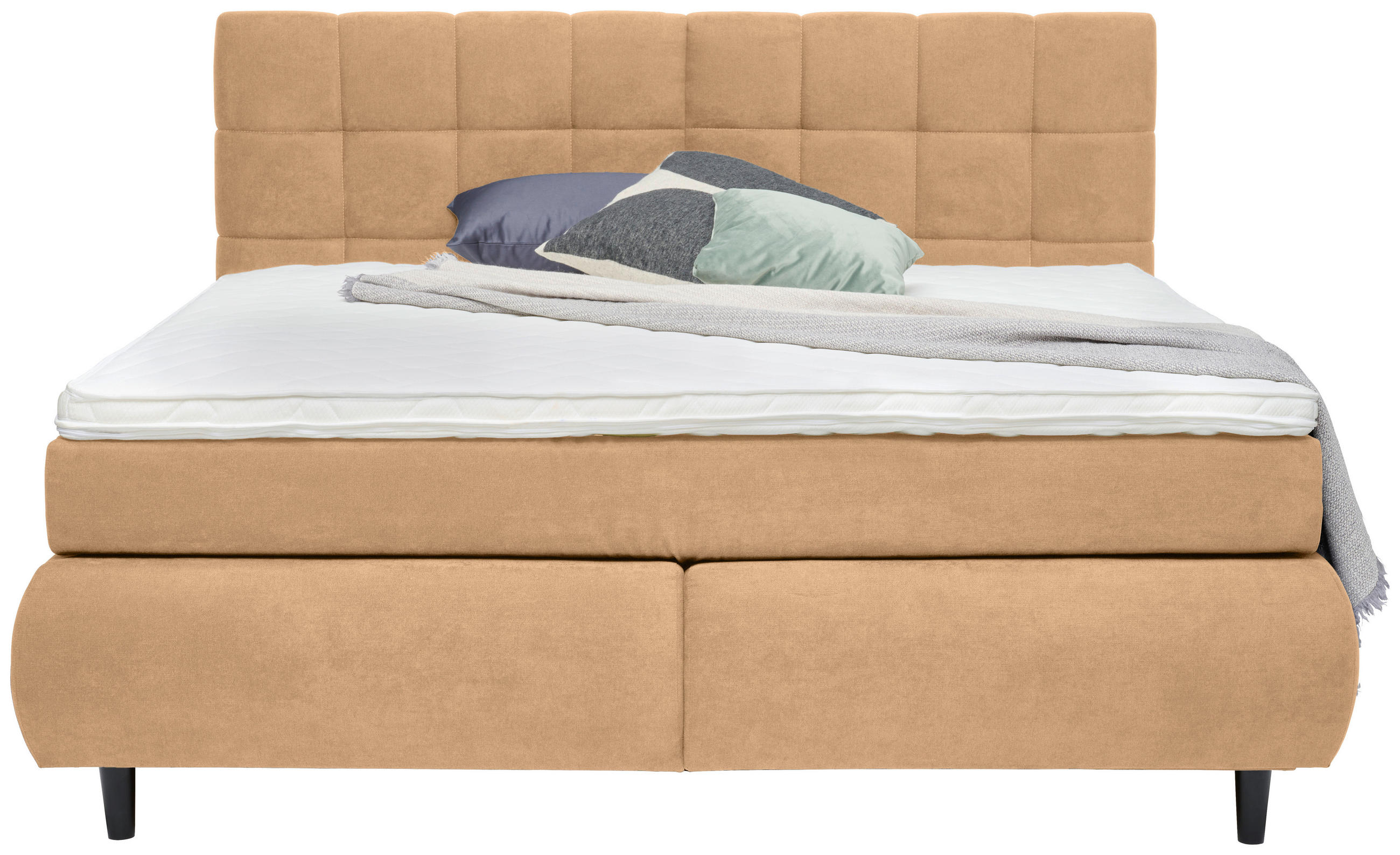 BOXSPRINGBETT 160/200 cm  in Beige  - Beige/Schwarz, Konventionell, Holz/Textil (160/200cm) - Ti'me