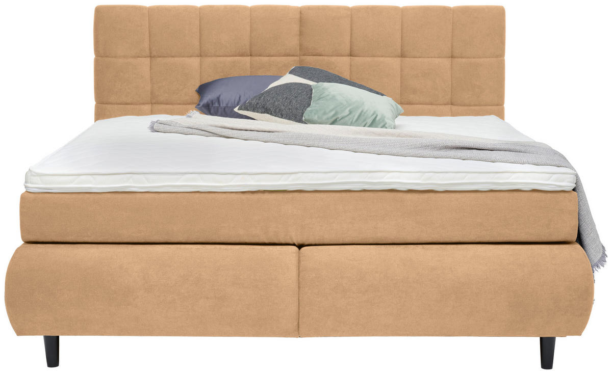 BOXSPRINGBETT 180/200 cm  in Beige  - Beige/Schwarz, Konventionell, Holz/Textil (180/200cm) - Ti'me