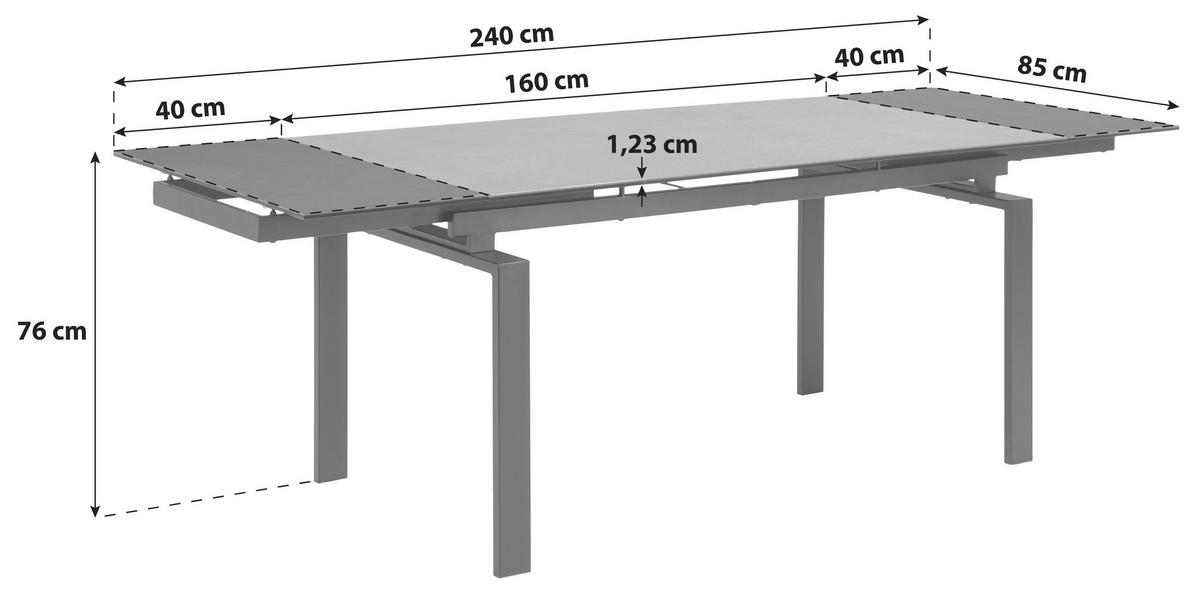 ESSTISCH in Metall, Keramik 160/85/76 cm  - Schwarz, KONVENTIONELL, Keramik/Metall (160/85/76cm) - Livetastic