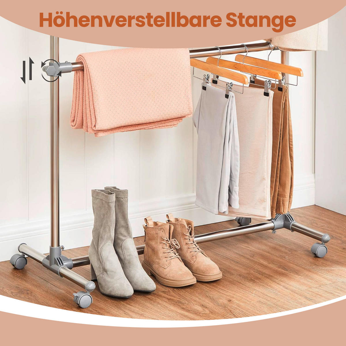 KLEIDERSTÄNDER in Eschefarben 93/113-198/49 cm   - Eschefarben, Basics, Kunststoff/Metall (93/113-198/49cm)