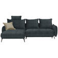 ECKSOFA in Flachgewebe Blau, Grün  - Blau/Schwarz, Design, Textil/Metall (180/273cm) - Hom`in