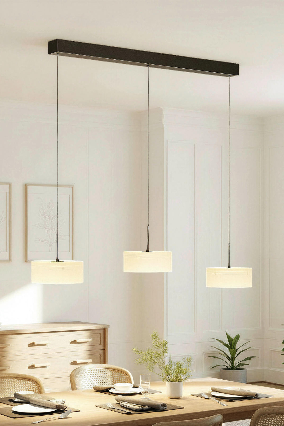 LED-HÄNGELEUCHTE Marika 105/20/180 cm   - Schwarz, Design, Glas/Kunststoff (105/20/180cm) - Paul Neuhaus