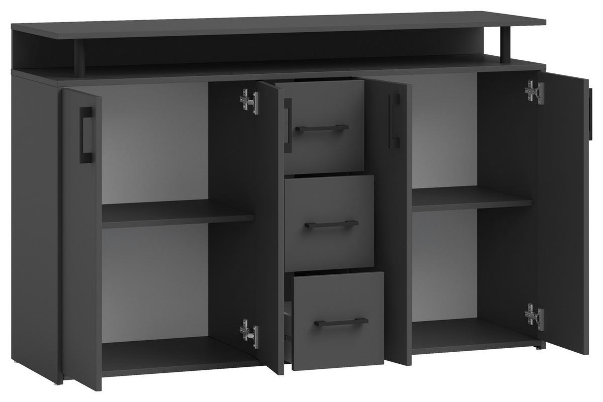 KOMODA, antracit  - črna/antracit, Konvencionalno, umetna masa/leseni material (139/90/34cm) - Carryhome