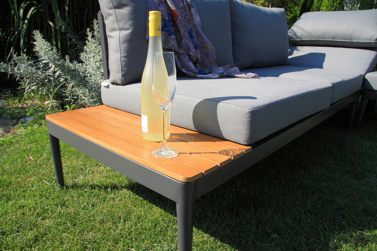 LOUNGEGARNITUR   243/68/243 cm  - Anthrazit/Silberfarben, Basics, Holz/Textil (243/68/243cm) - Acamp