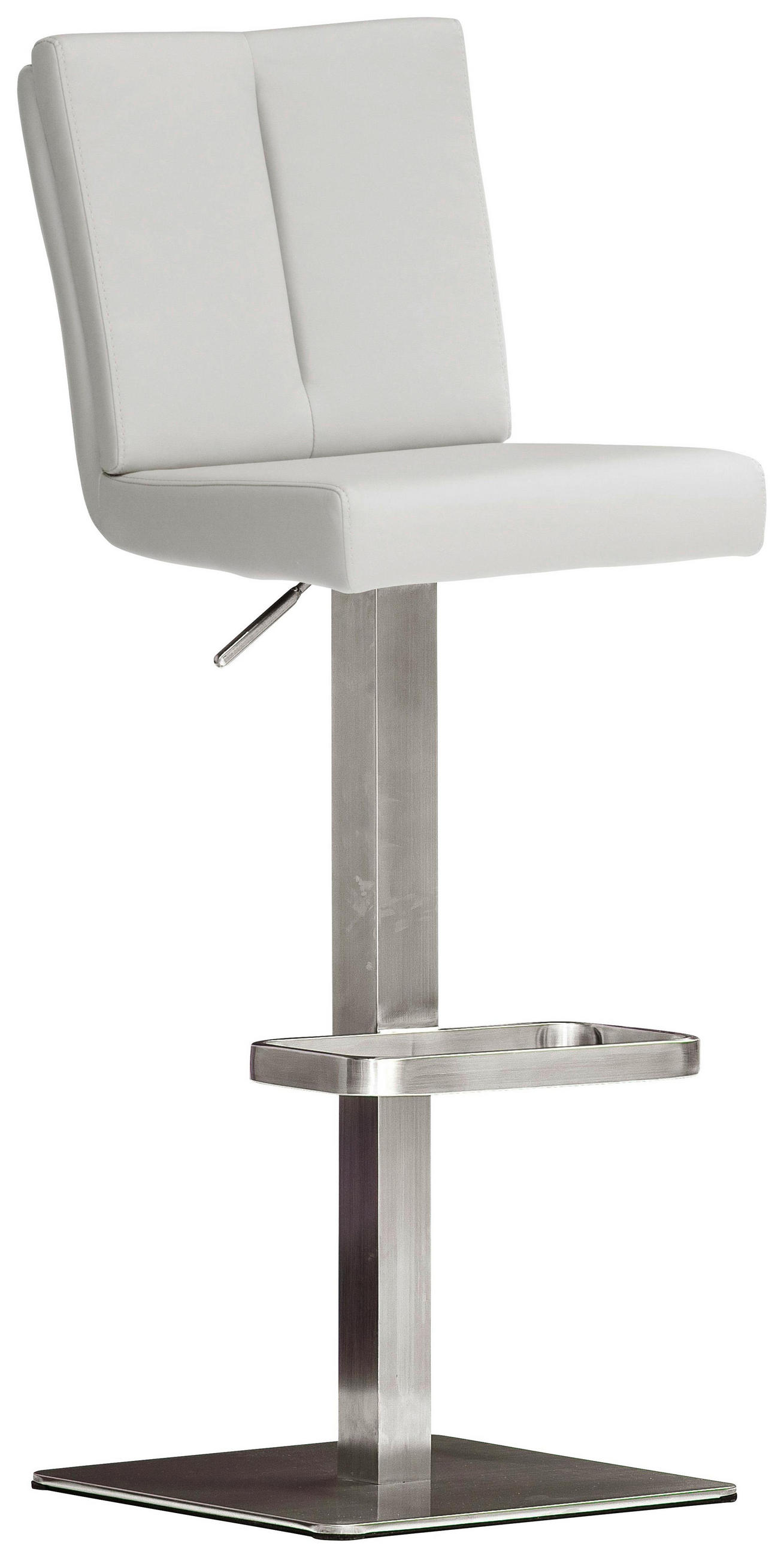 Barhocker in Metall, Textil Weiß, Edelstahlfarben