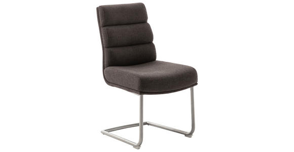 SCHWINGSTUHL  in Edelstahl Webstoff  - Edelstahlfarben/Cappuccino, Design, Textil/Metall (47/90/64cm) - Dieter Knoll