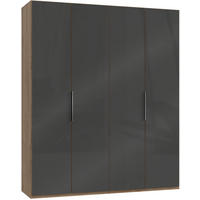 DREHTÜRENSCHRANK 200/236/58 cm 4-türig Grau, Eichefarben  - Chromfarben/Eichefarben, MODERN, Glas/Holzwerkstoff (200/236/58cm) - MID.YOU