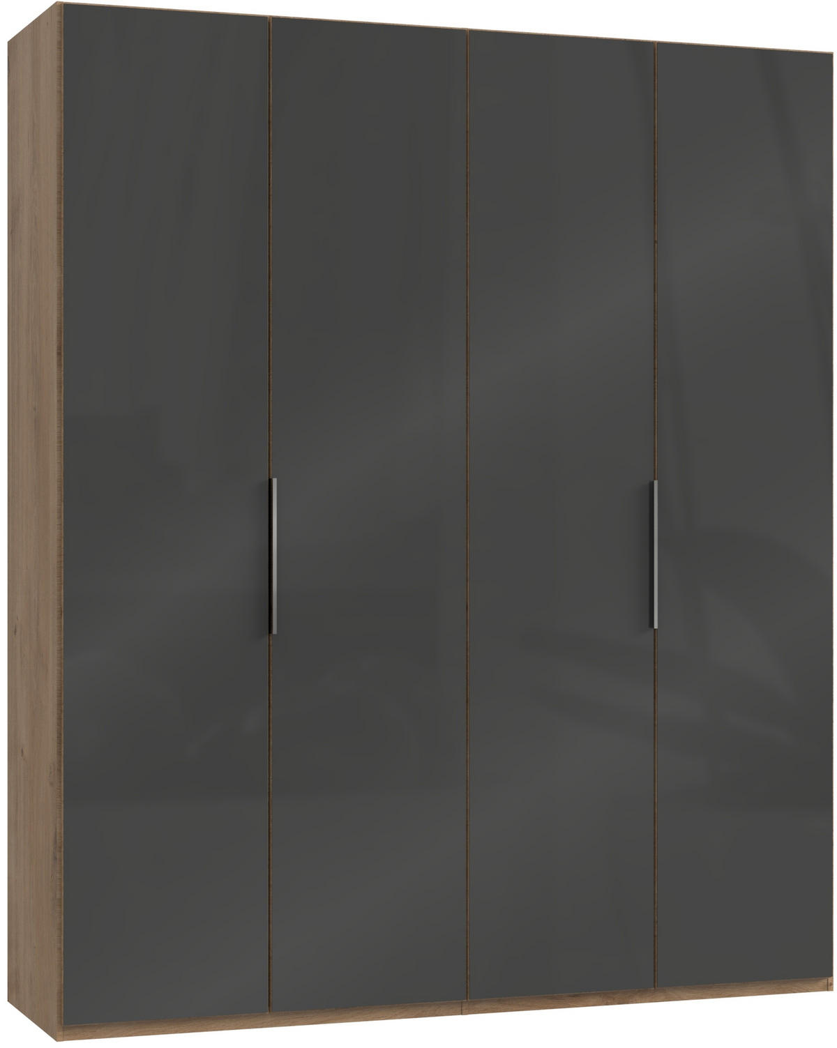 DREHTÜRENSCHRANK 200/236/58 cm 4-türig Grau, Eichefarben  - Chromfarben/Eichefarben, MODERN, Glas/Holzwerkstoff (200/236/58cm) - MID.YOU