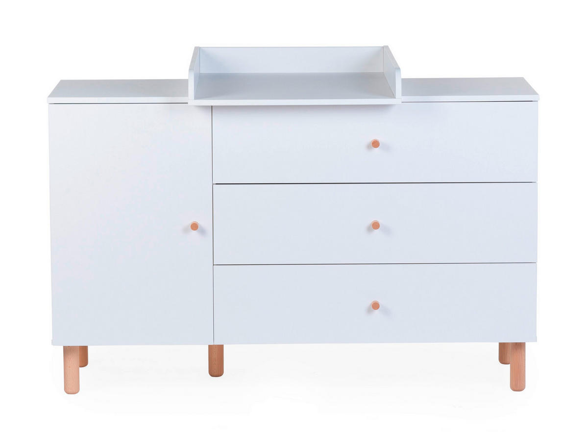 WICKELKOMMODE Wonder White 2023 Weiß  - Weiß/Naturfarben, Design, Holz/Holzwerkstoff (137/93/75cm) - Childhome