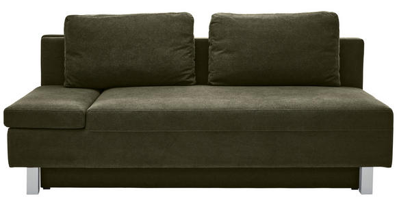 SCHLAFSOFA Melody  mit Stoffauswahl, Schlafen auf Sitzhöhe, Armteil links Flachgewebe Dunkelgrün  - Chromfarben/Dunkelgrün, Design, Holz/Textil (205/77-93/99cm) - Novel