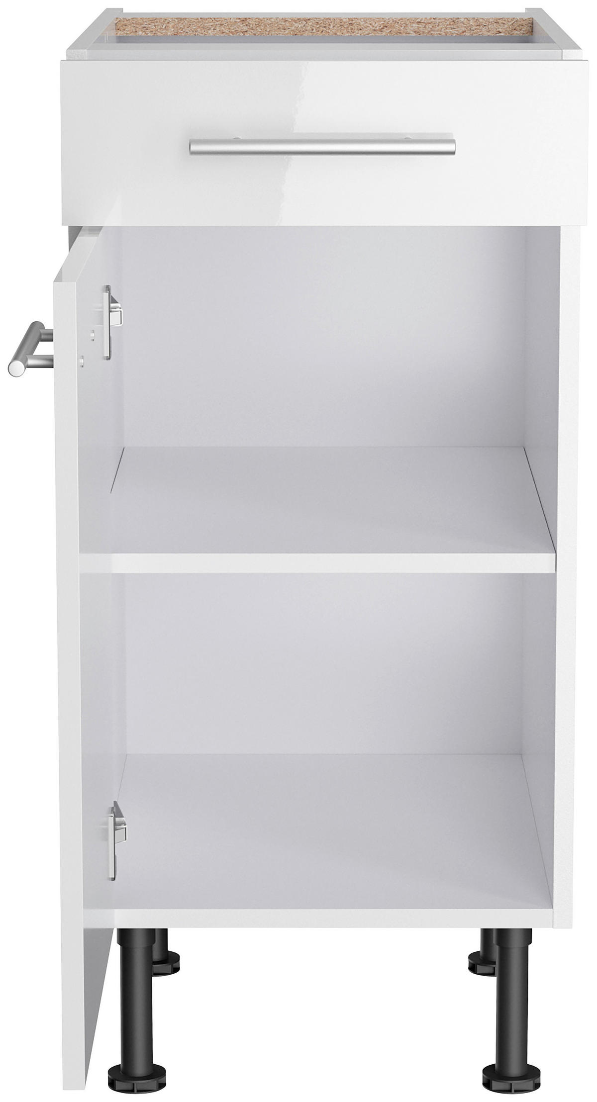KÜCHENBLOCK 270 cm   in Weiß, Weiß Hochglanz  - Edelstahlfarben/Weiß Hochglanz, Basics, Holzwerkstoff/Metall (270cm) - Optifit