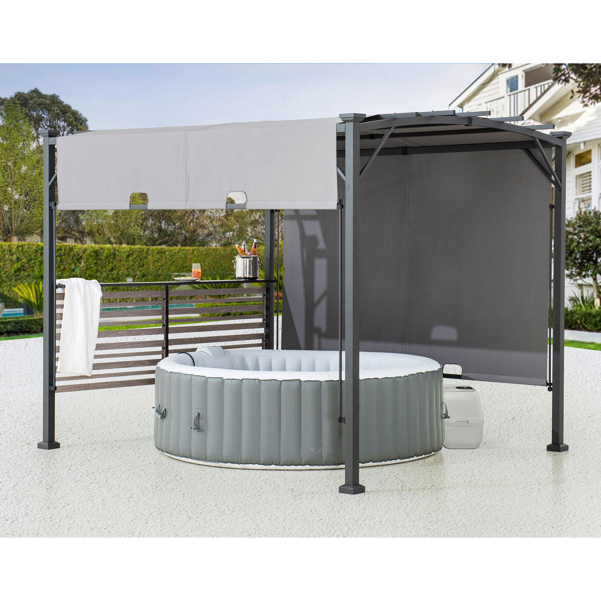 PERGOLA 300/227/270 cm Stahl  - Anthrazit/Grau, Basics, Textil/Metall (300/227/270cm) - Modante