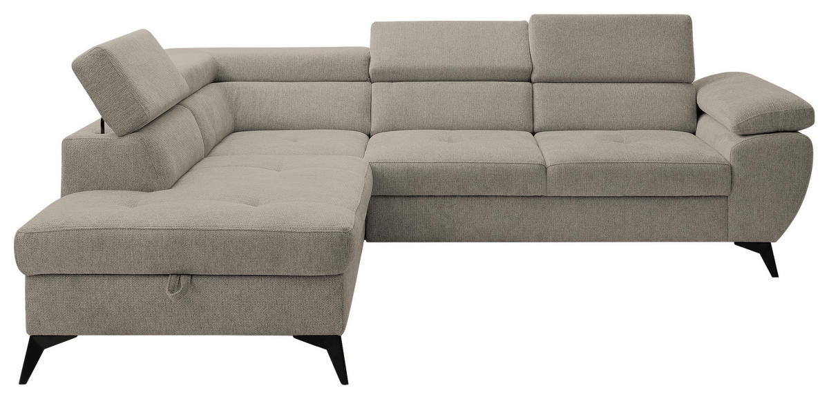 SOFFA i taupe  - svart/taupe, Design, metall/textil (200/75-90/256cm) - Carryhome