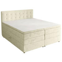 BOXSPRINGBETT 200/200 cm,  in Beige, gepolstertes Kopfteil, Bettkasten, Topper, Matratzen, H3 + H4 = fest + sehr fest  - Beige/Schwarz, KONVENTIONELL, Kunststoff/Textil (200/200cm) - Chameo